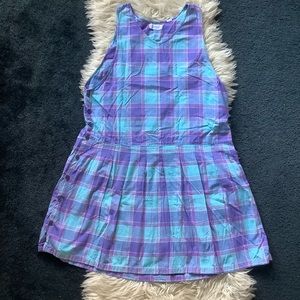 Vintage plaid pleated mini tank dress maternity Medium / Large